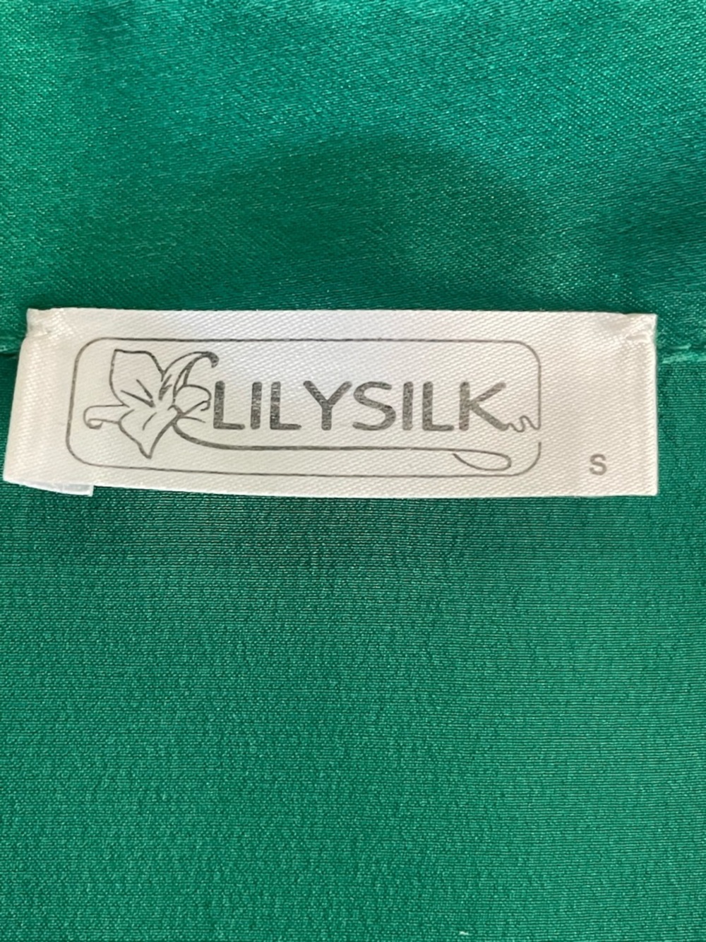 LILYSILK Mulberry Silk Blouse Emerald Green Size S - Picture 7 of 10